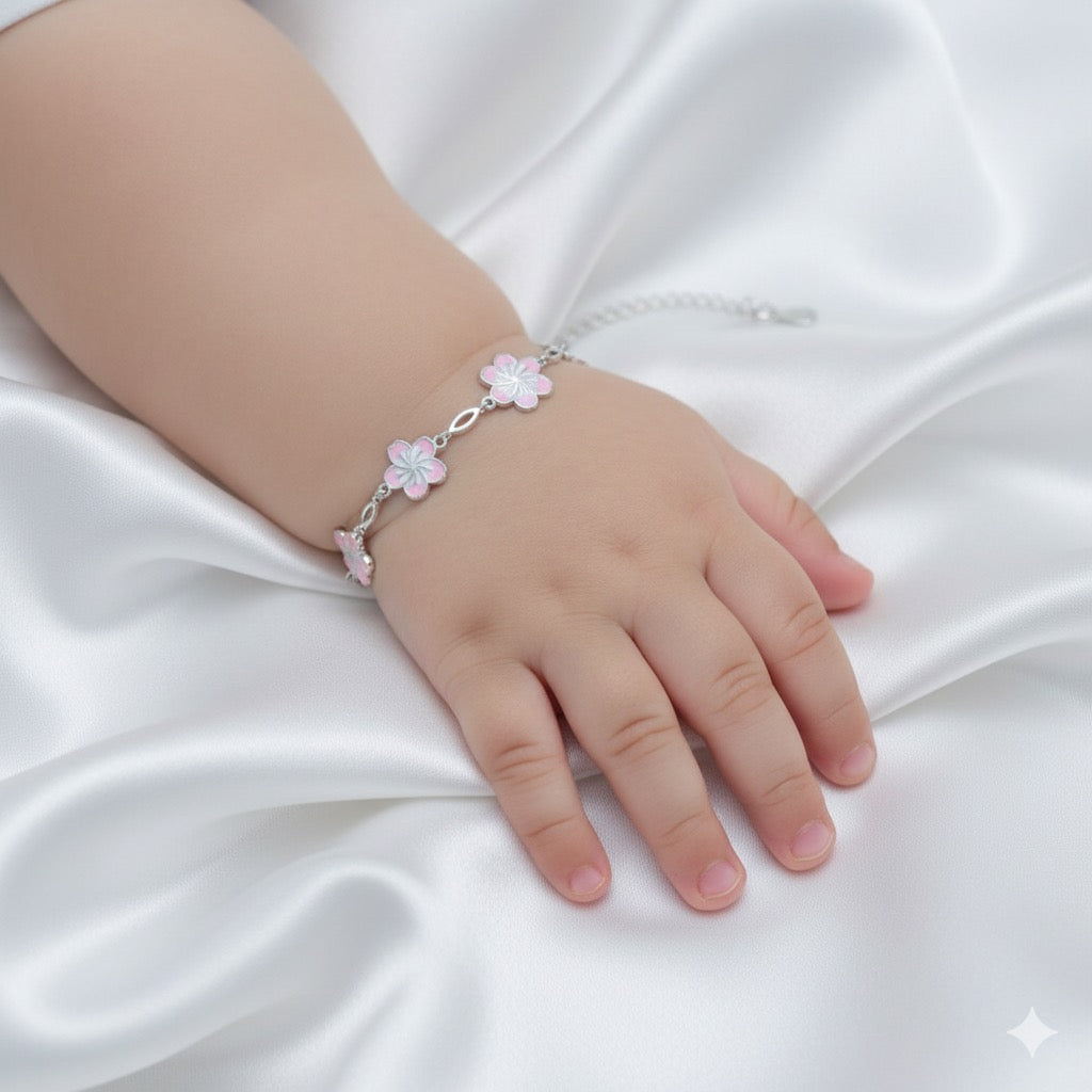 PINK FLOWER BABY BRACELET (BB469)