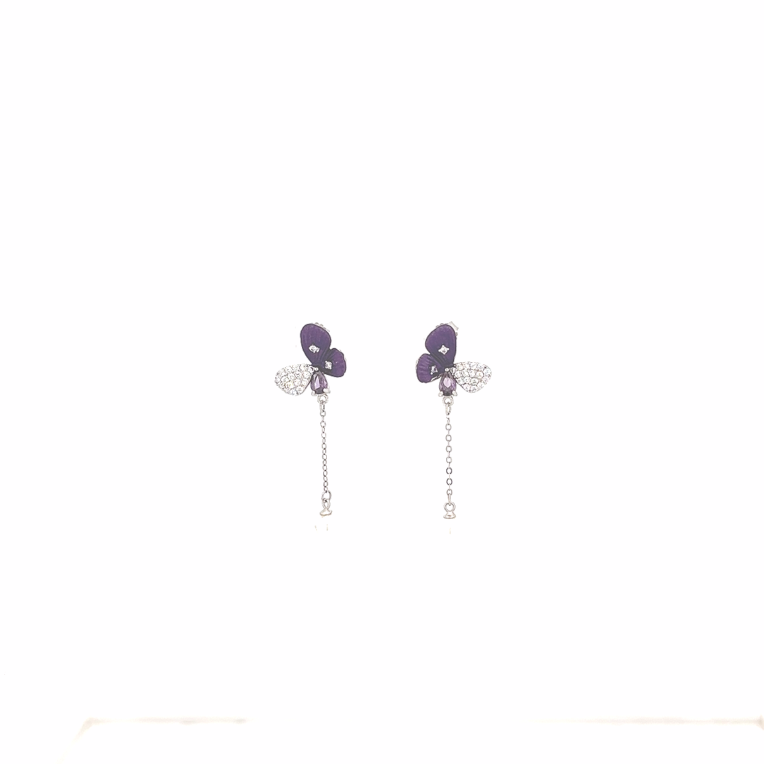 Fusion Purple Butterfly Earring ( E517 )
