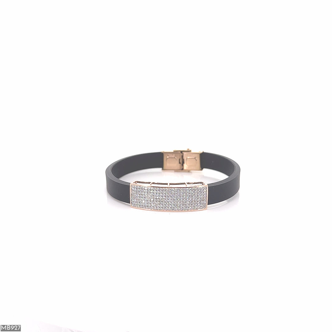 Leather Belt Silver Bracelet ( MB921 )