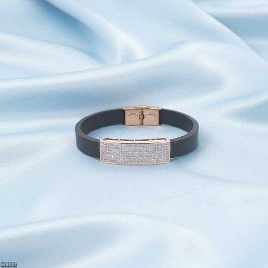 Leather Belt Silver Bracelet ( MB921 )