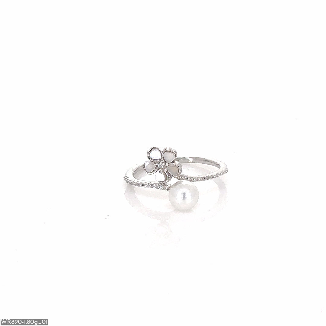 Floral Mother of Pearl Silver Ring ( WR890 )