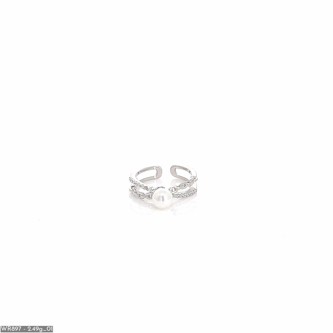 Enriched Pearl Silver Ring ( WR897 )