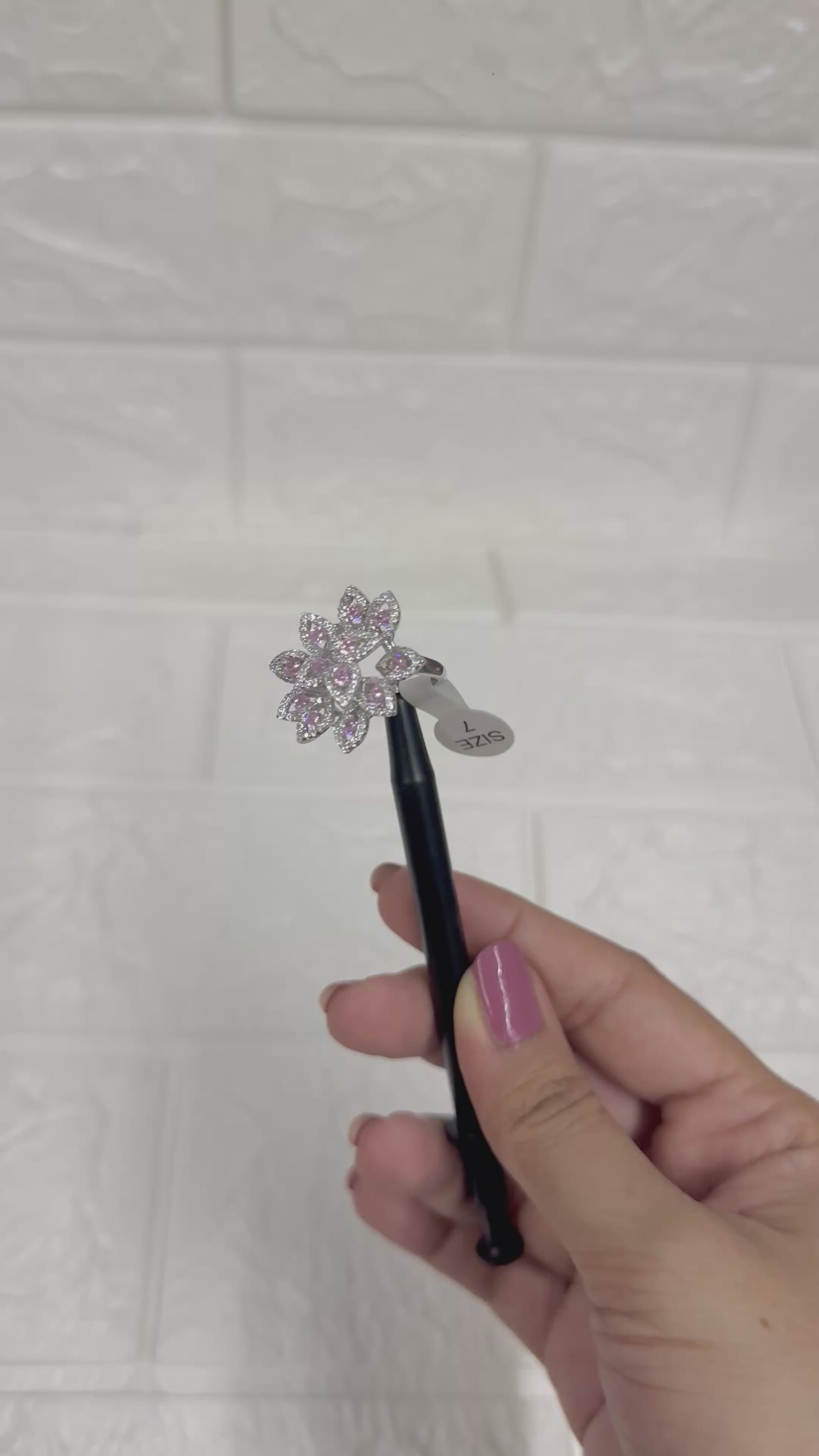 Pink Floral Cocktail Ring