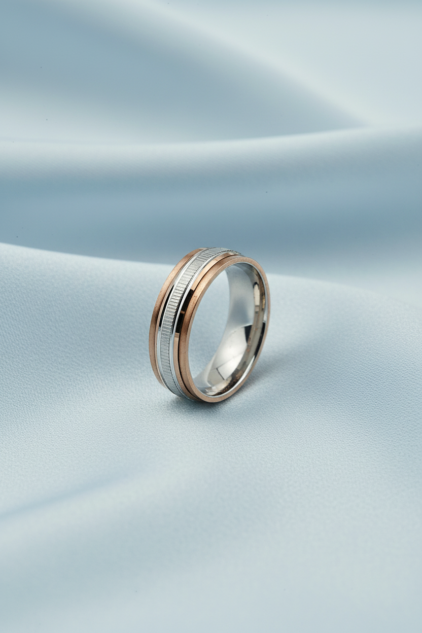 Two Tone Beveled Band Ring