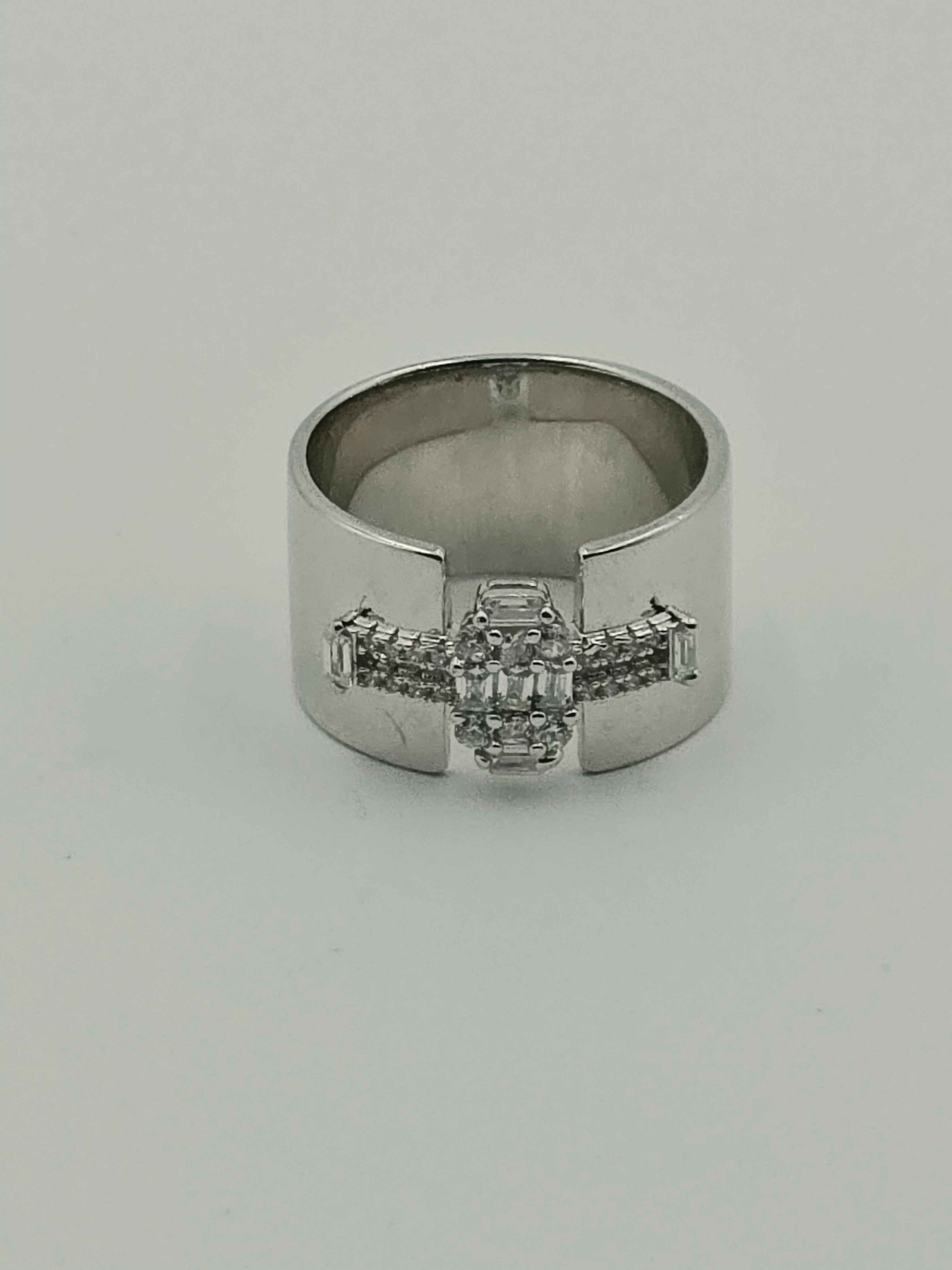 Wide Pave Cross Ring