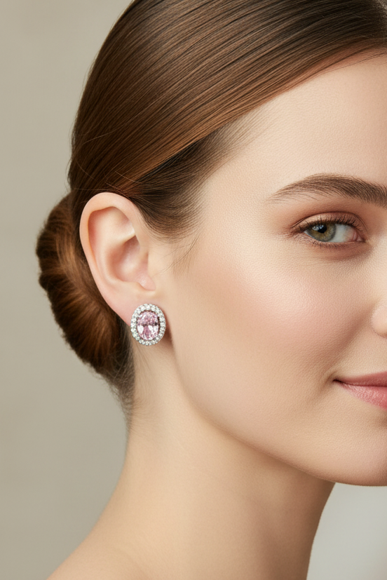 Pink Oval Earrings