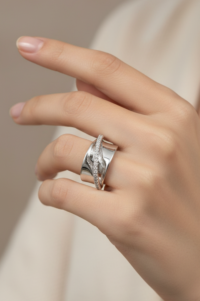 Diagonal Pave Bypass Ring