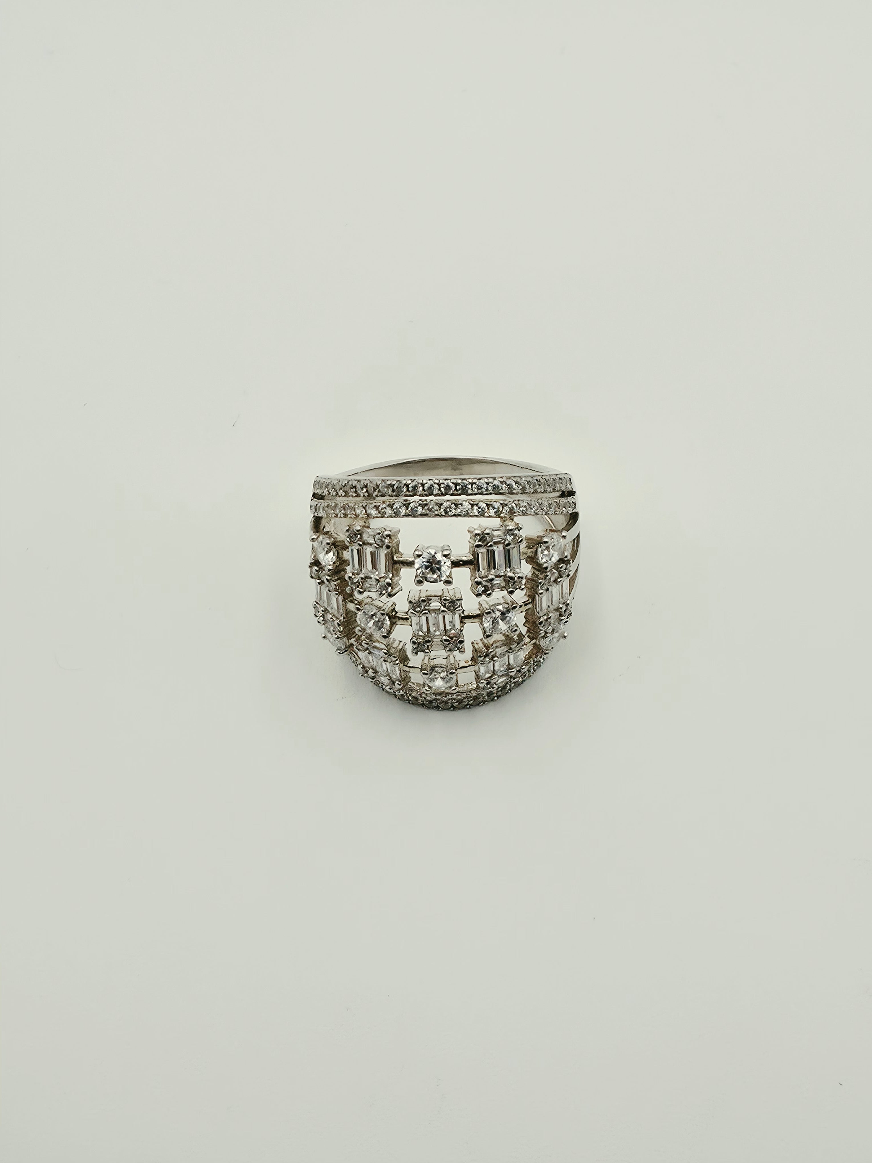 Multi Stone Mesh Dome Ring