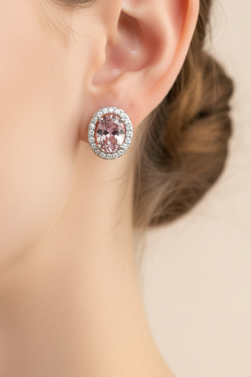 Oval Brown Stud Earrings