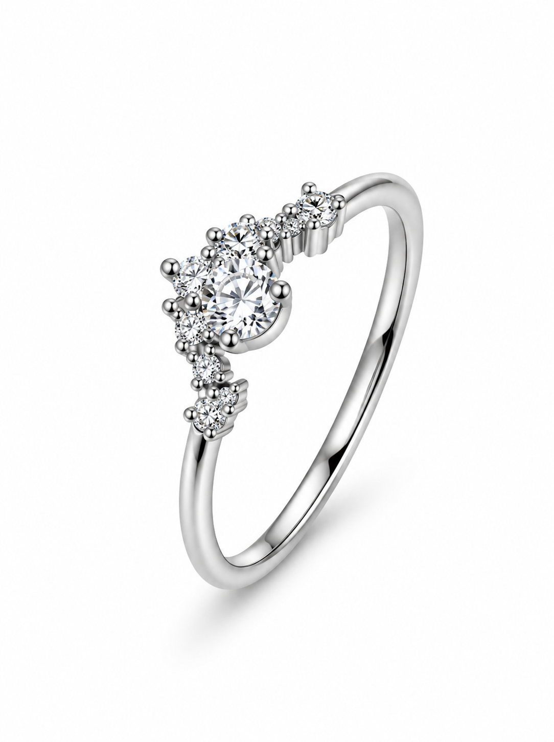 Round Cluster Hallow Ring