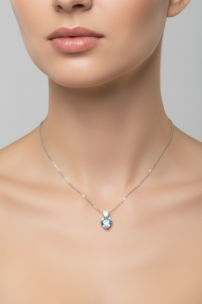 Ocean Blue Heart Pendant Set