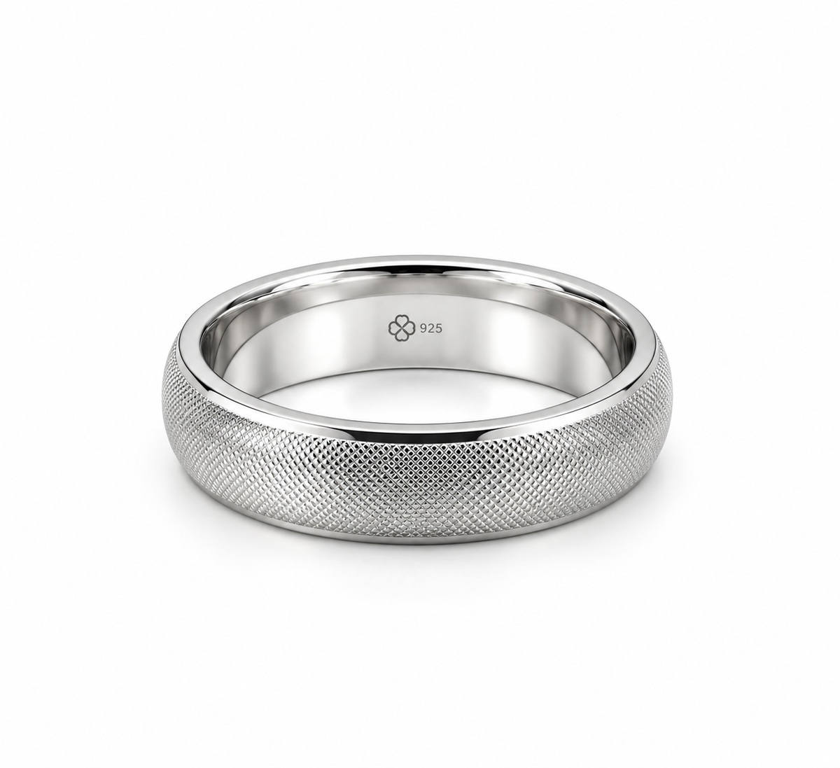 Unisex Brushed Silver Flat Band Ring