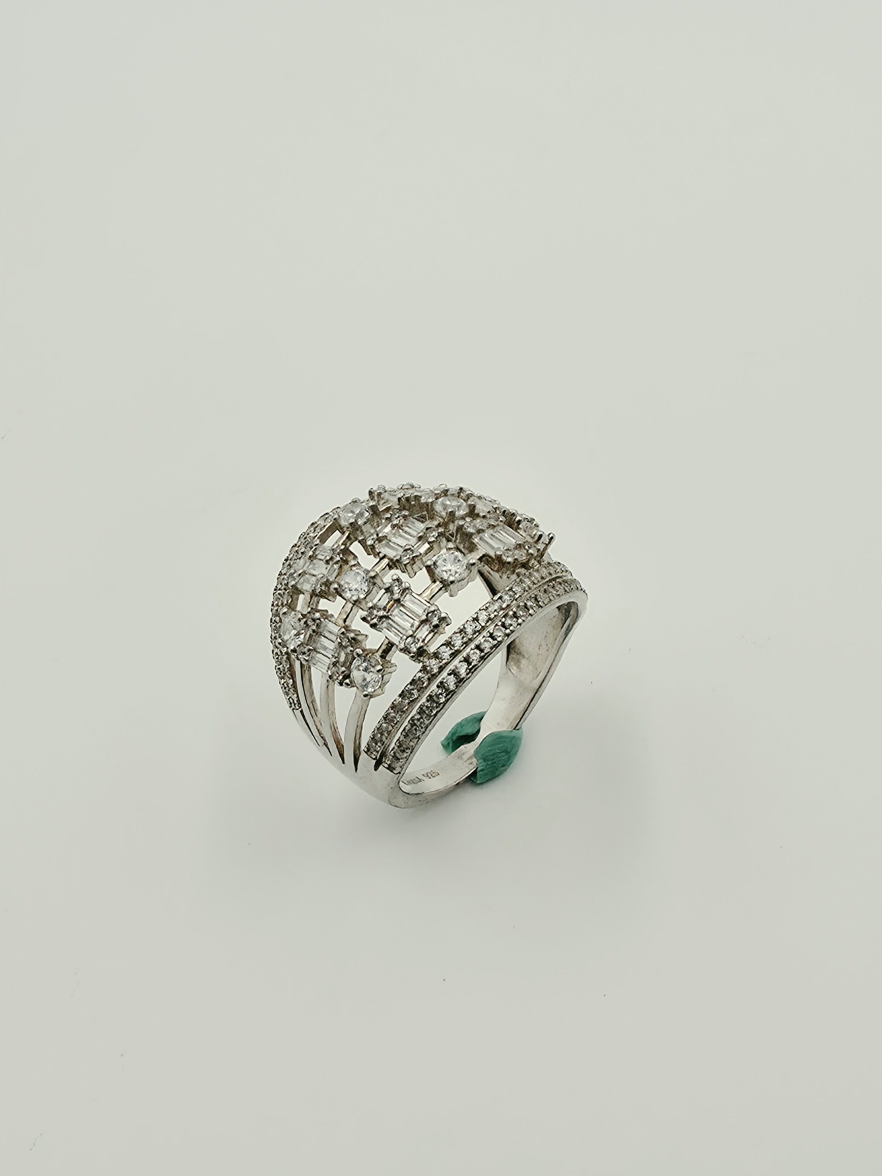 Multi Stone Mesh Dome Ring