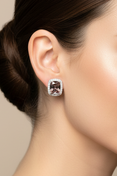 Cushion-Cut Stud Earrings