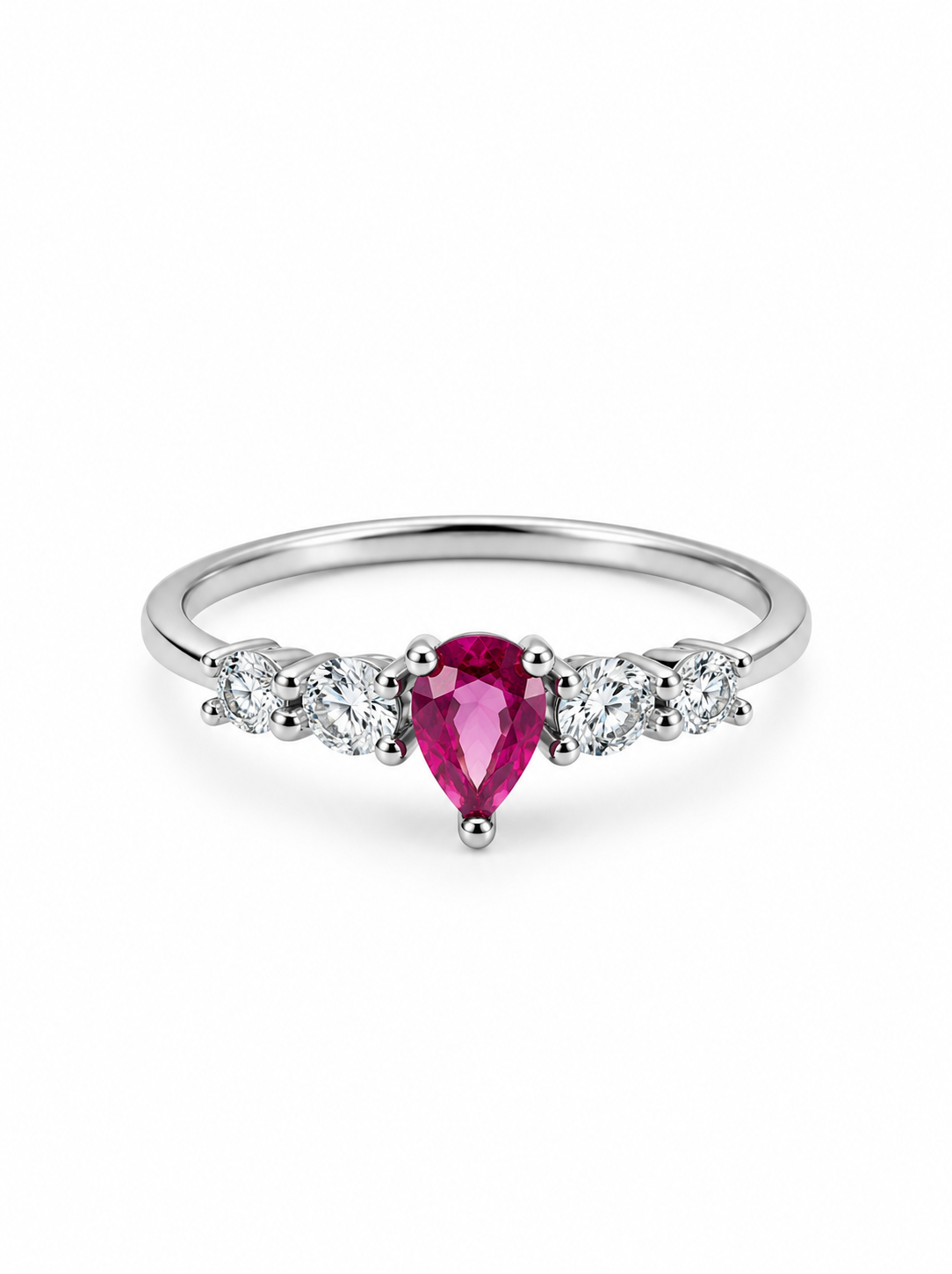 Pink Ruby Pear Shape Ring