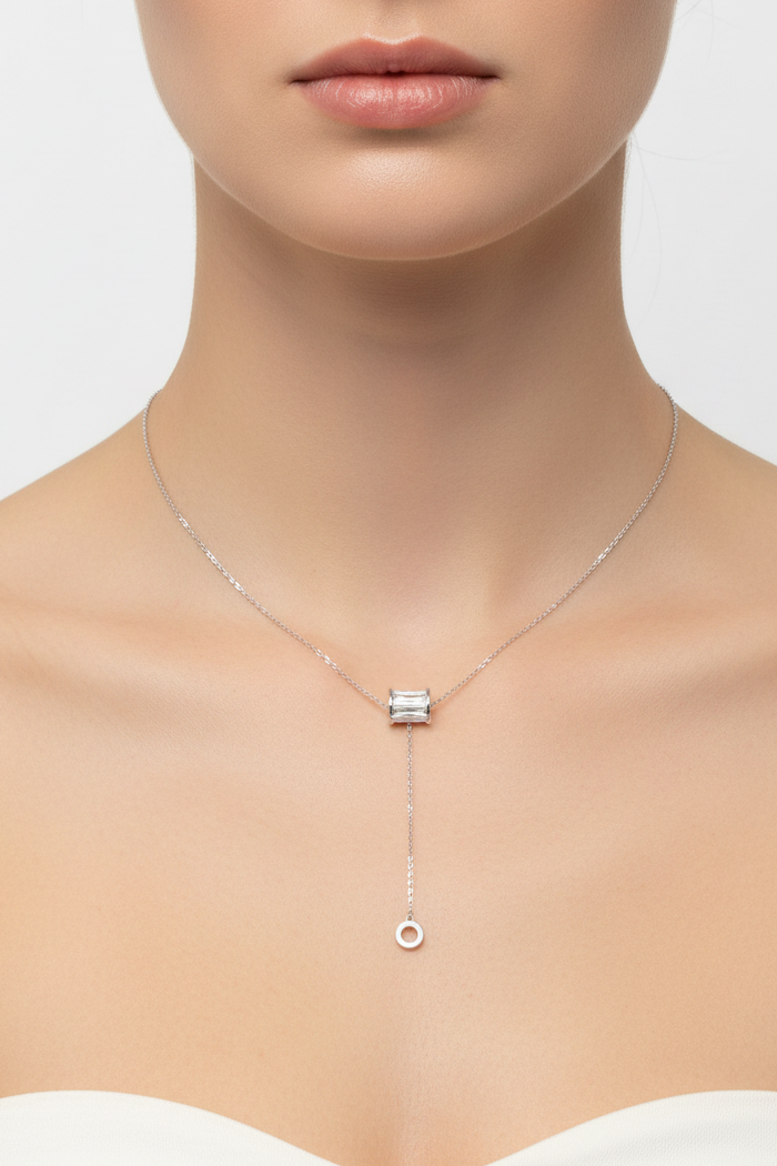 Emerald Floating Solitaire Pendant Set