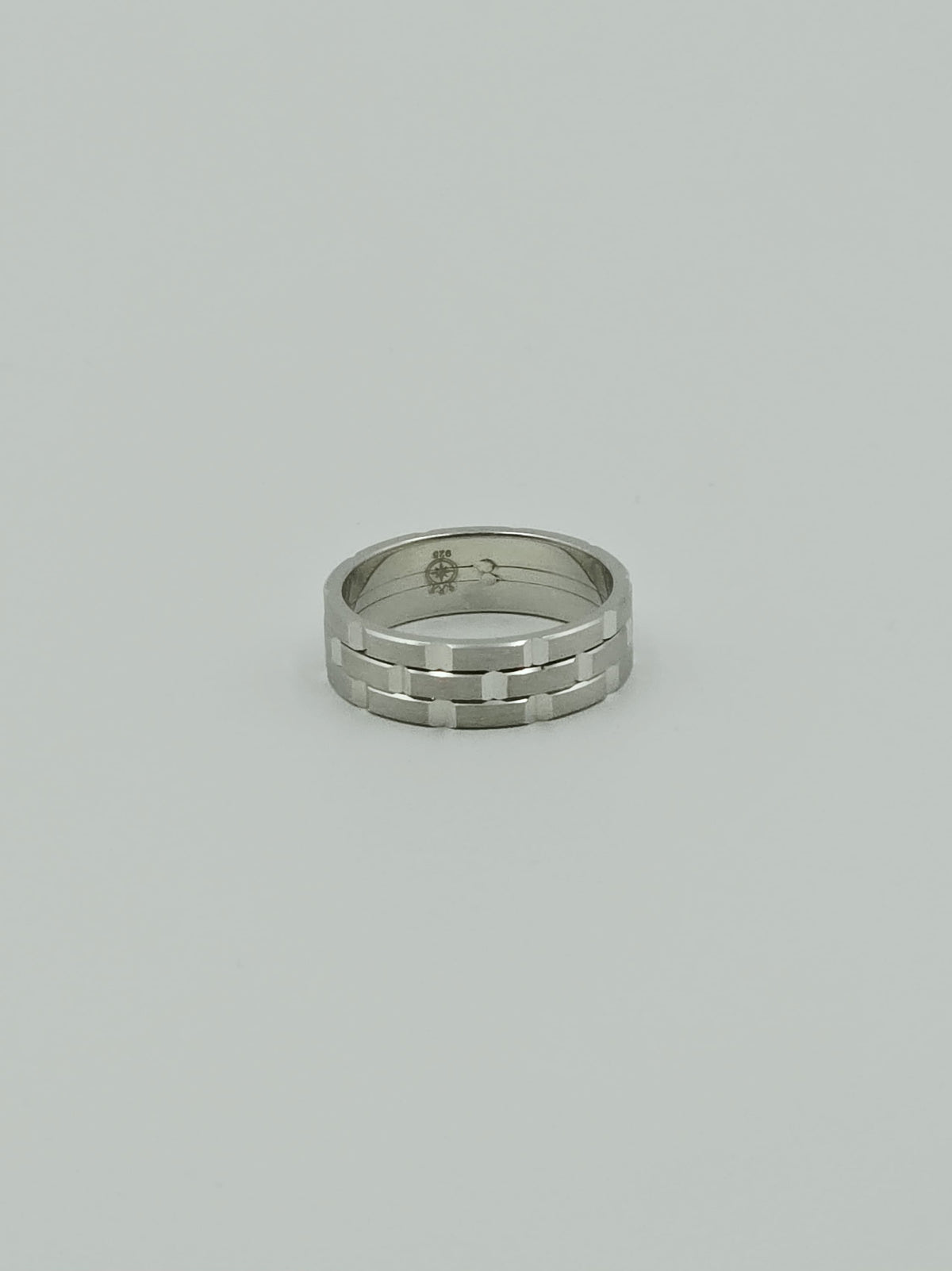 Unisex Silver Brick Band Ring