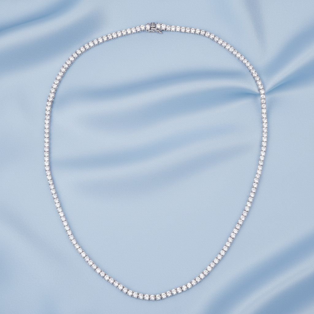 Classic Sparkle Tennis Necklace in 92.5 Sterling Silver