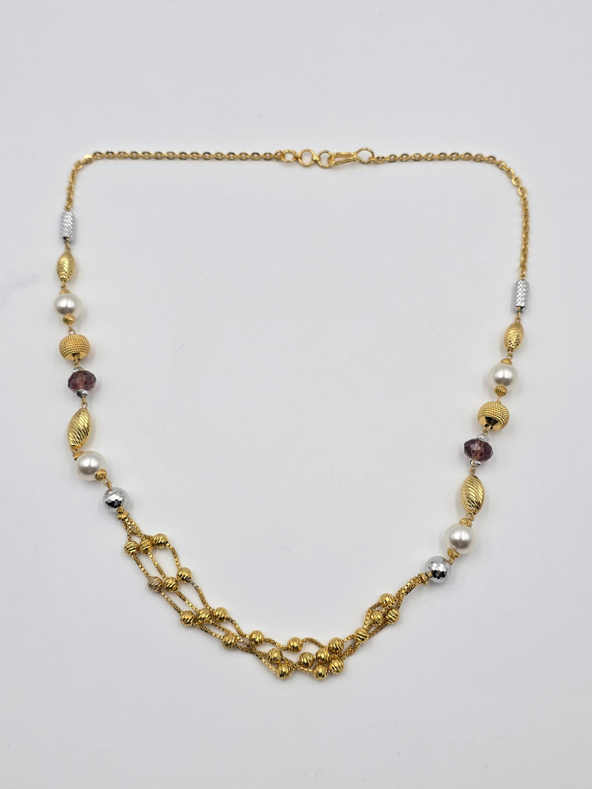 Pearl & Smokey Crystal Mala