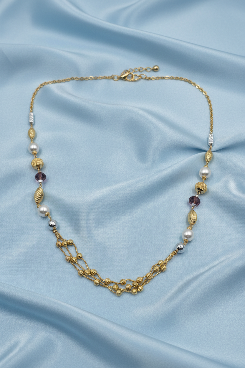 Pearl & Smokey Crystal Mala