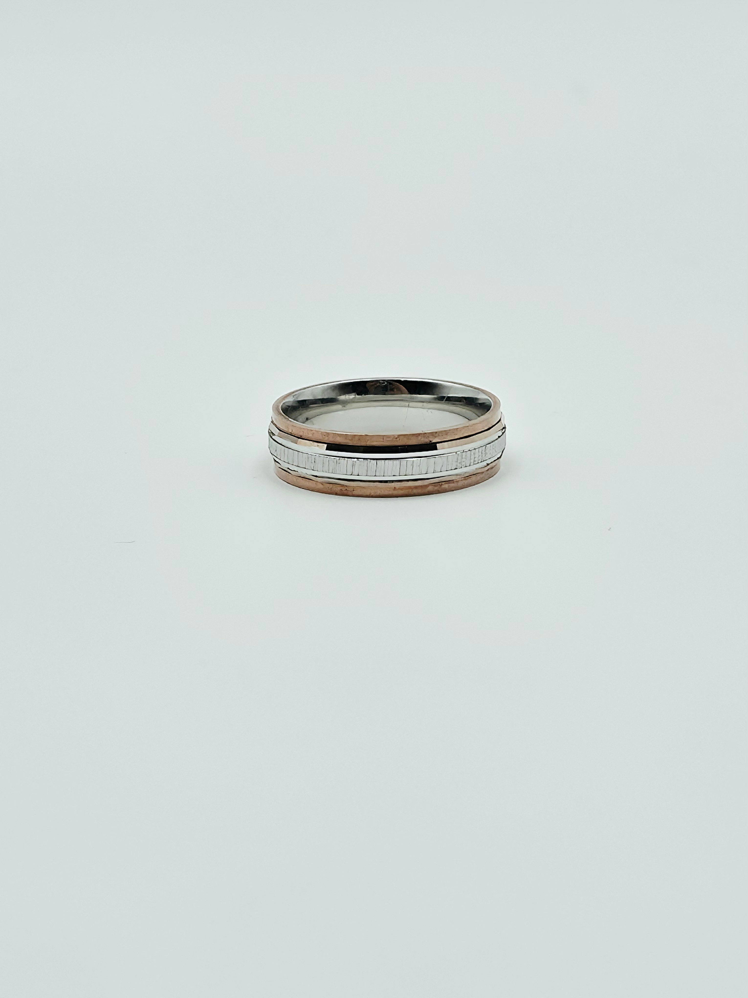 Two Tone Beveled Band Ring