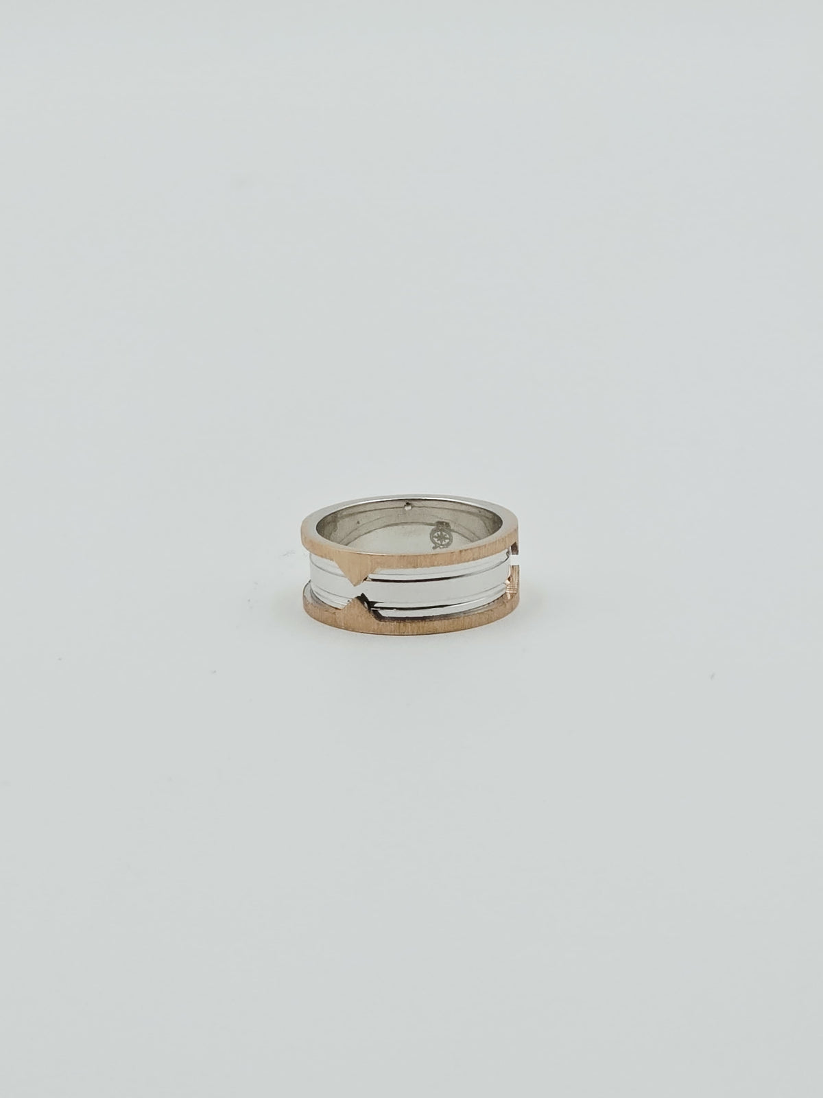 Unisex Dual Tone Cutout Band Ring