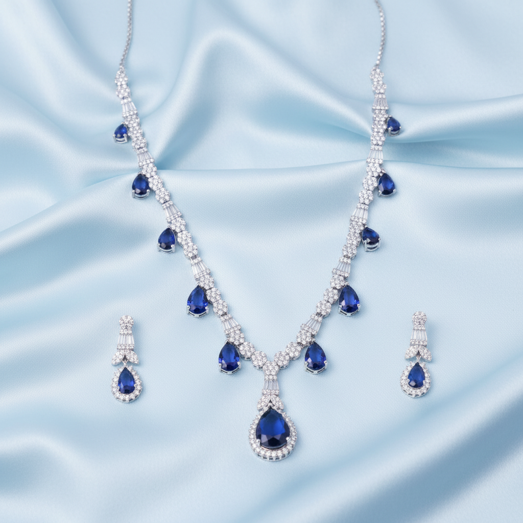 Sapphire Blue Teardrop Necklace