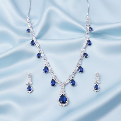 Sapphire Blue Teardrop Necklace
