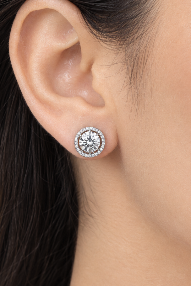 Round Stud Moissanite Earrings