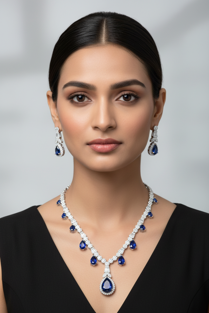Sapphire Blue Teardrop Necklace