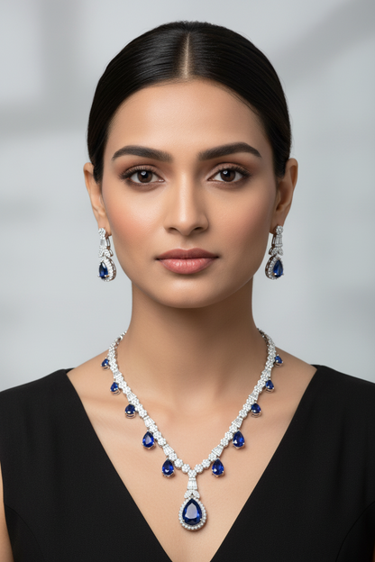 Sapphire Blue Teardrop Necklace