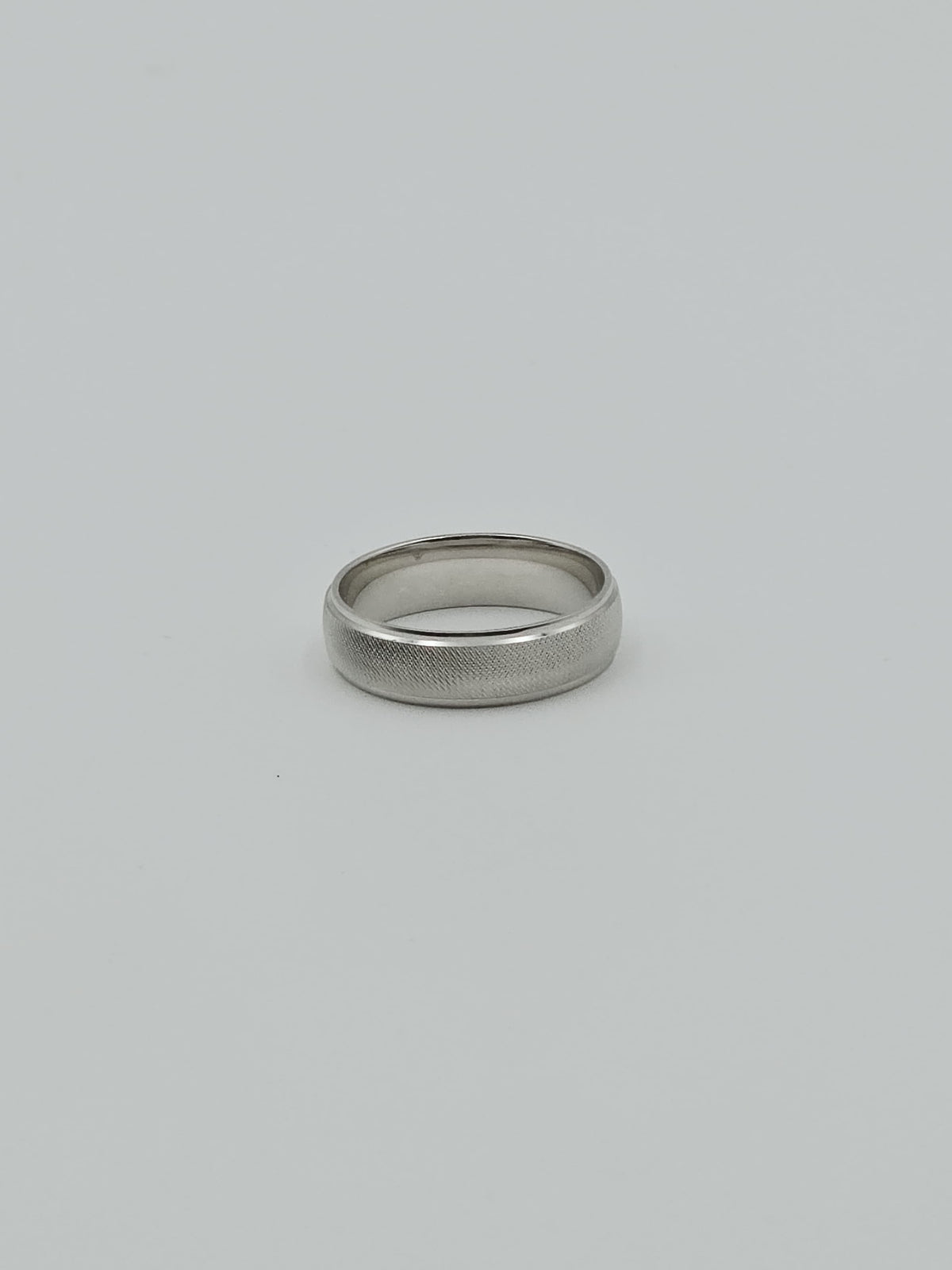 Unisex Brushed Silver Flat Band Ring