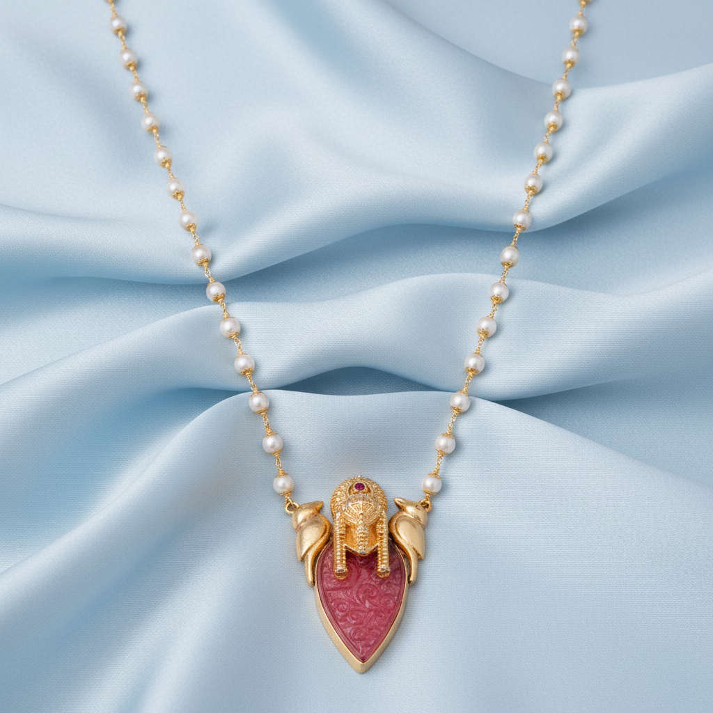 Heritage Bird Motif Pearl Pendant Necklace