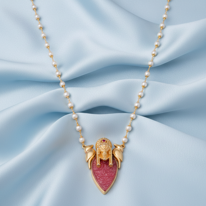 Heritage Bird Motif Pearl Pendant Necklace