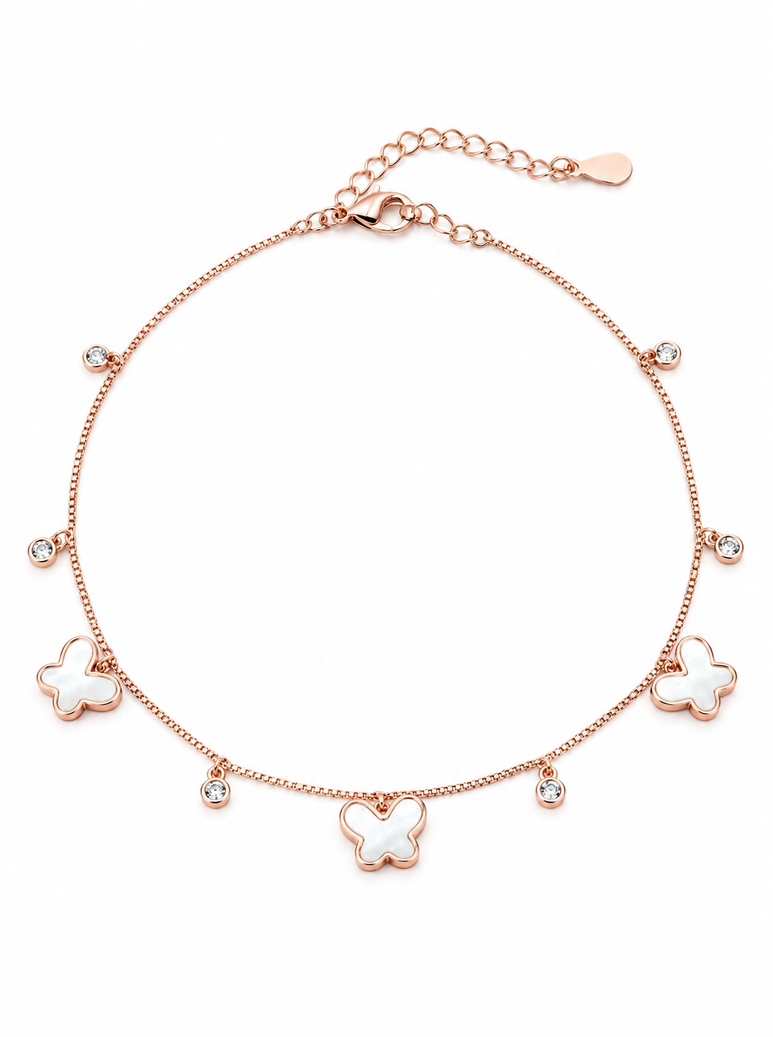 Rose Gold MOP Butterfly Charm Bracelet