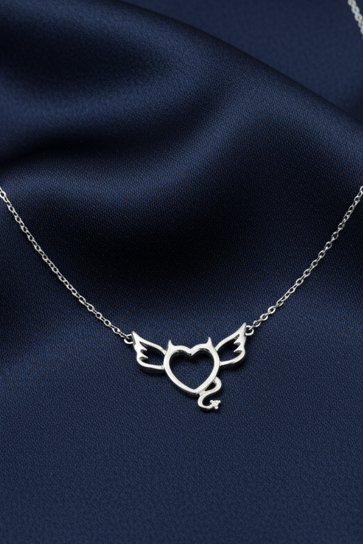 Angel Wings Heart Pendant Set