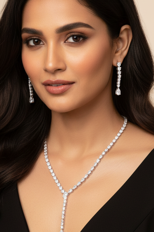 Diamond White Tennis Duo Necklace