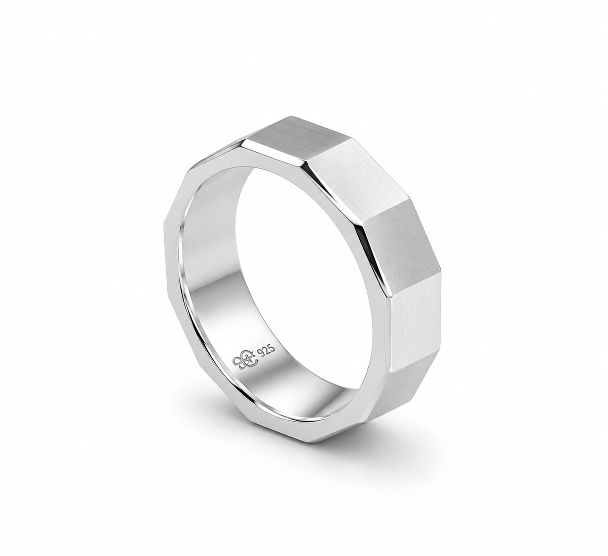 Hexagonal Silver Band Ring