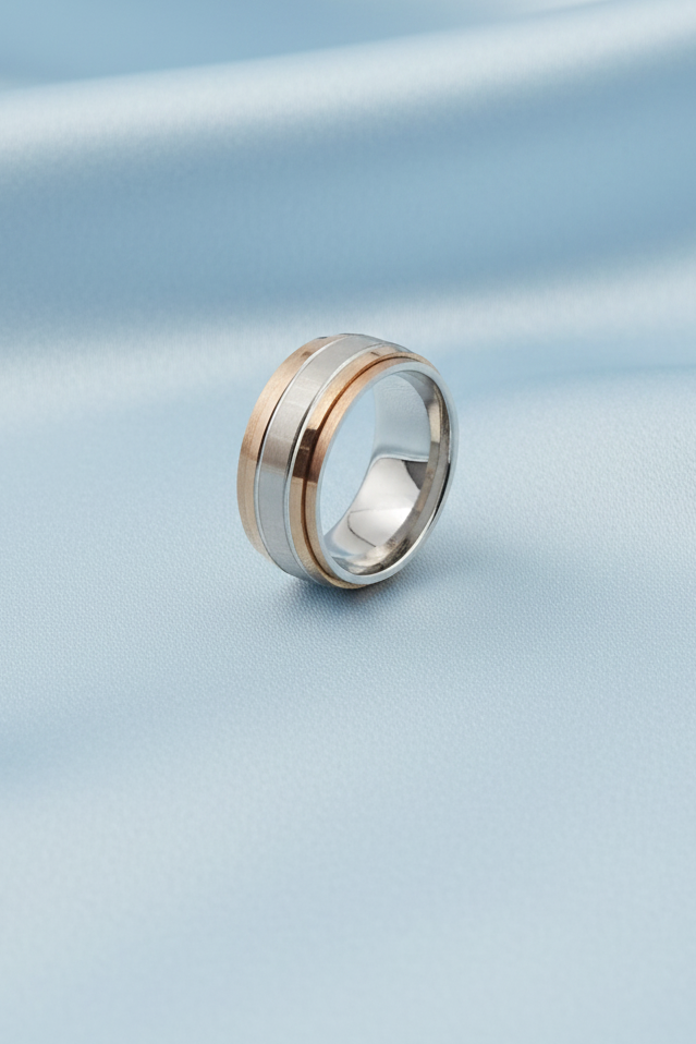 Unisex Two Tone Edge Band Ring