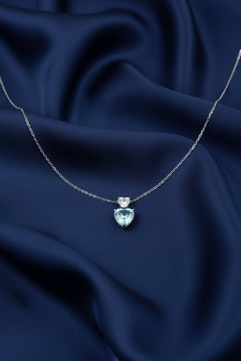 Ocean Blue Heart Pendant Set