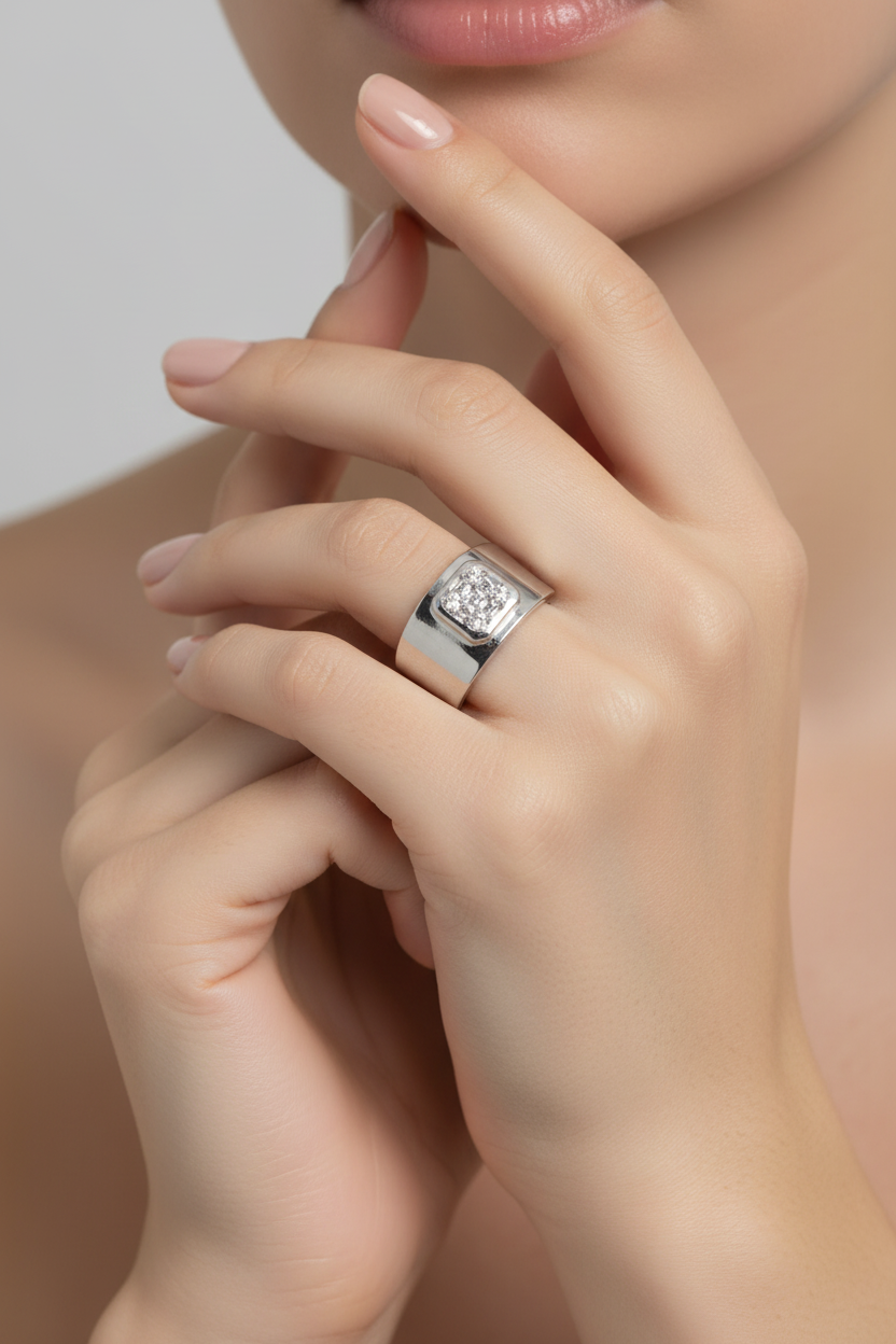 Cushion Cluster Broad Ring