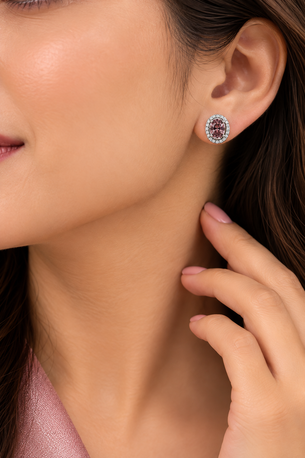 Oval Brown Stud Earrings