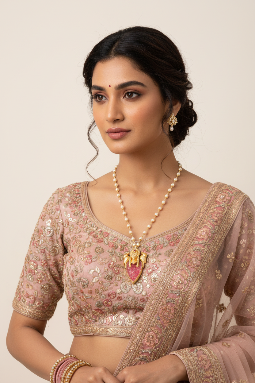Heritage Bird Motif Pearl Pendant Necklace