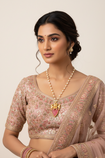 Heritage Bird Motif Pearl Pendant Necklace