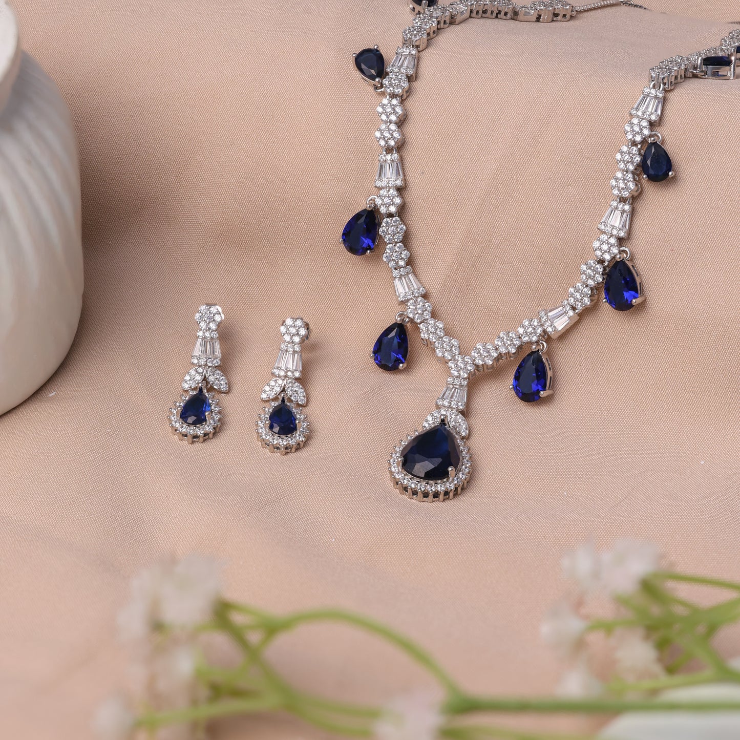 Sapphire Blue Teardrop Necklace