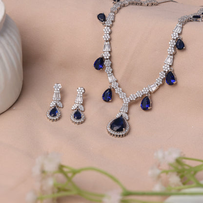 Sapphire Blue Teardrop Necklace