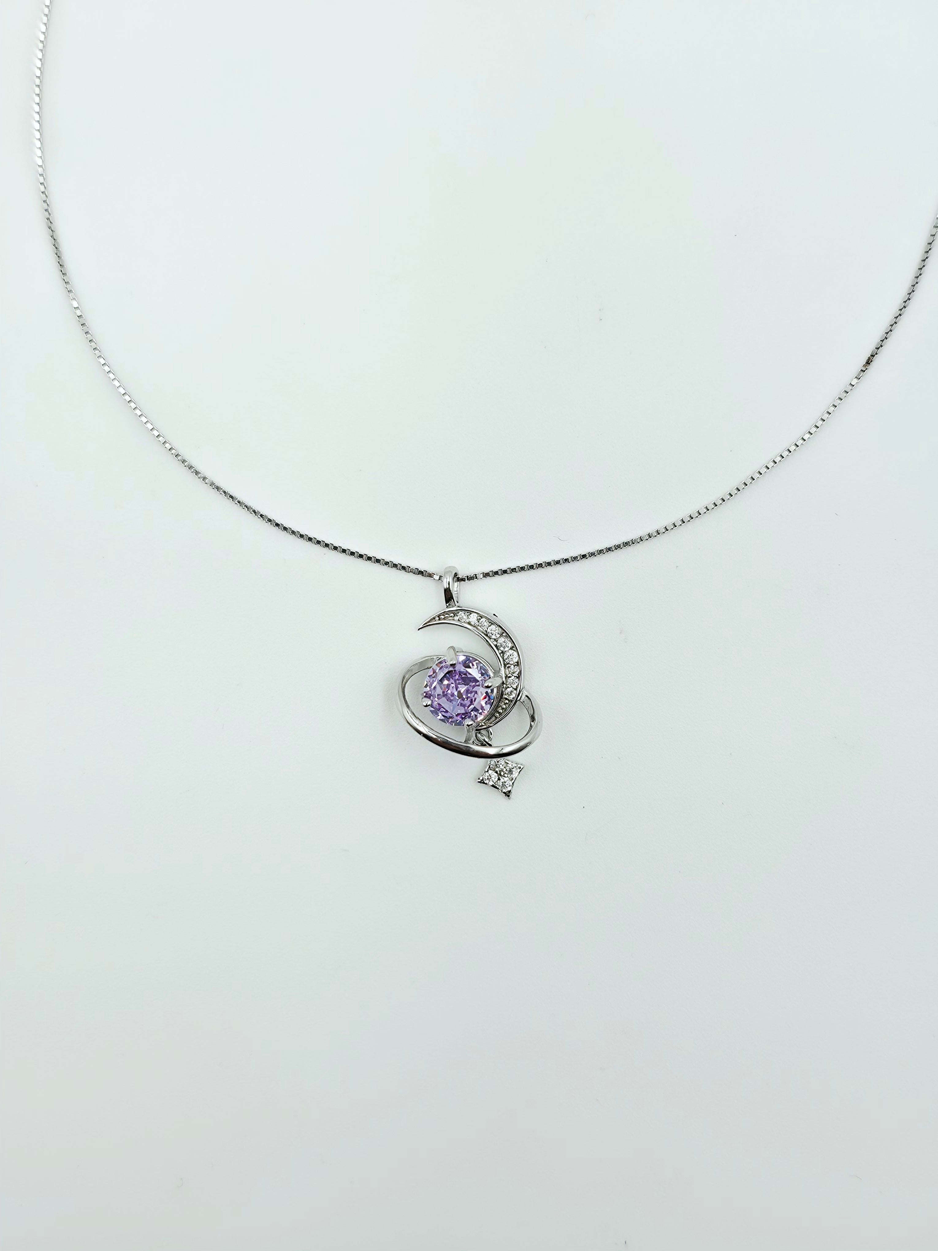 Purple Solitaire Crystal Swirl Pendant Set