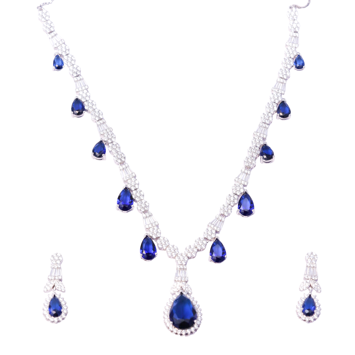 Sapphire Blue Teardrop Necklace