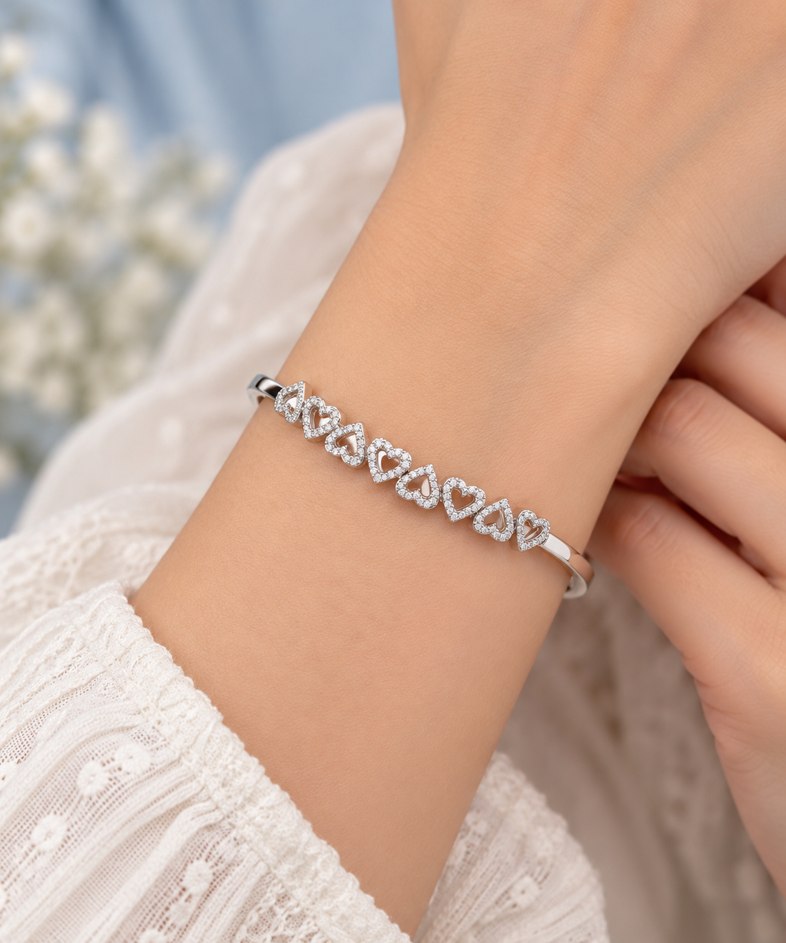 Openwork Hearts Pave Spring Bracelet