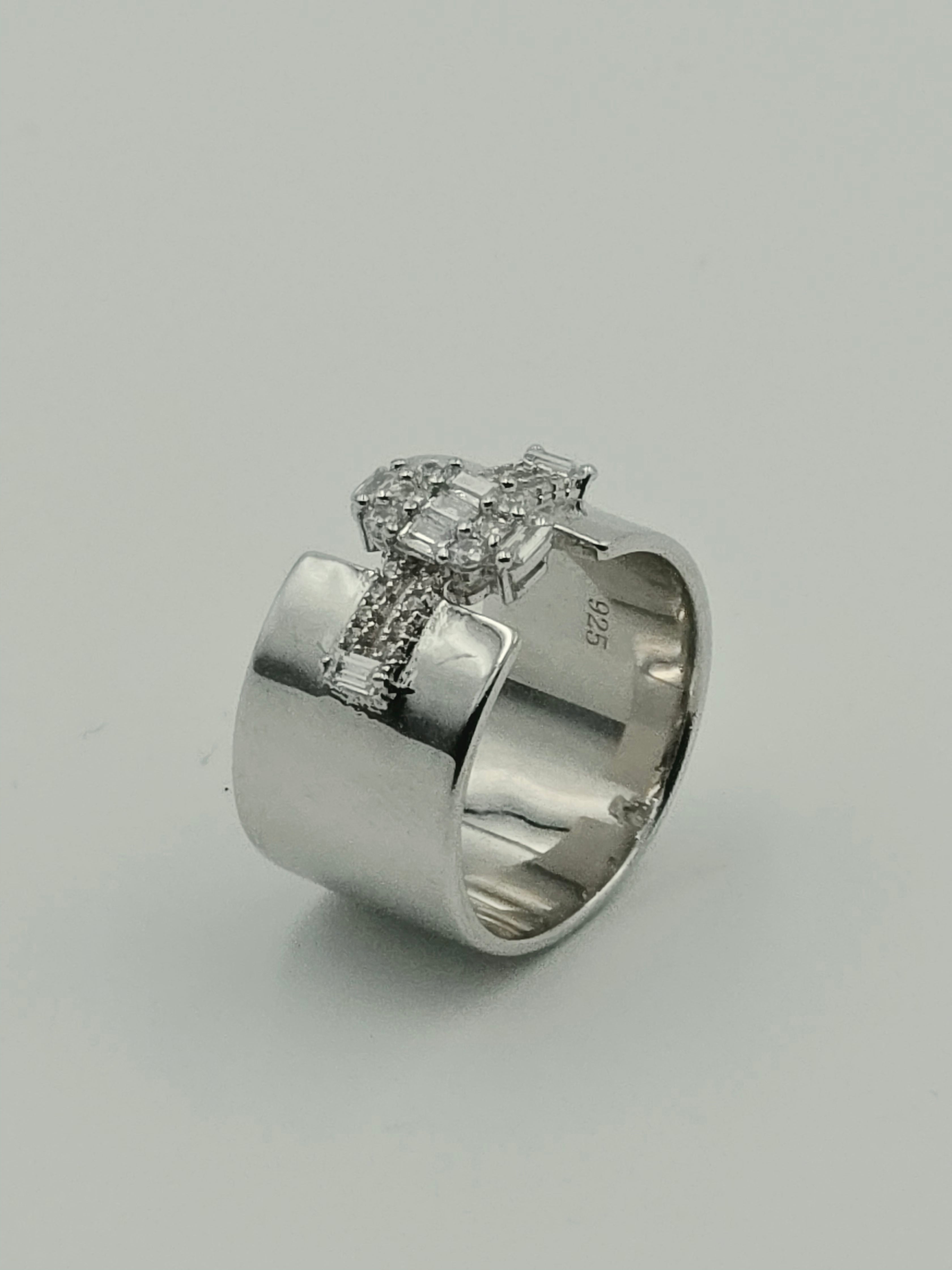 Wide Pave Cross Ring